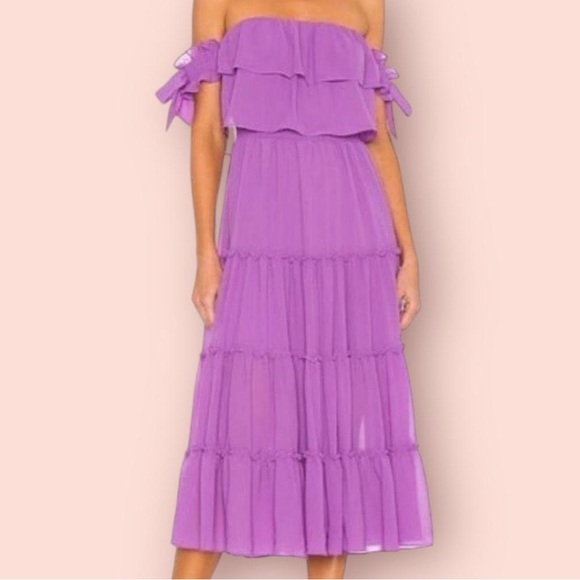 MISA Los Angeles Purple Tiered Dress - Picture 4 of 4